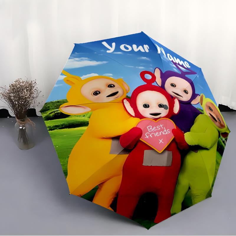 Personalized Name T-Teletubbies Print Umbrella - Automatic Open/Close, Eight-Rib Durable Frame, Automatic Folding Umbrella