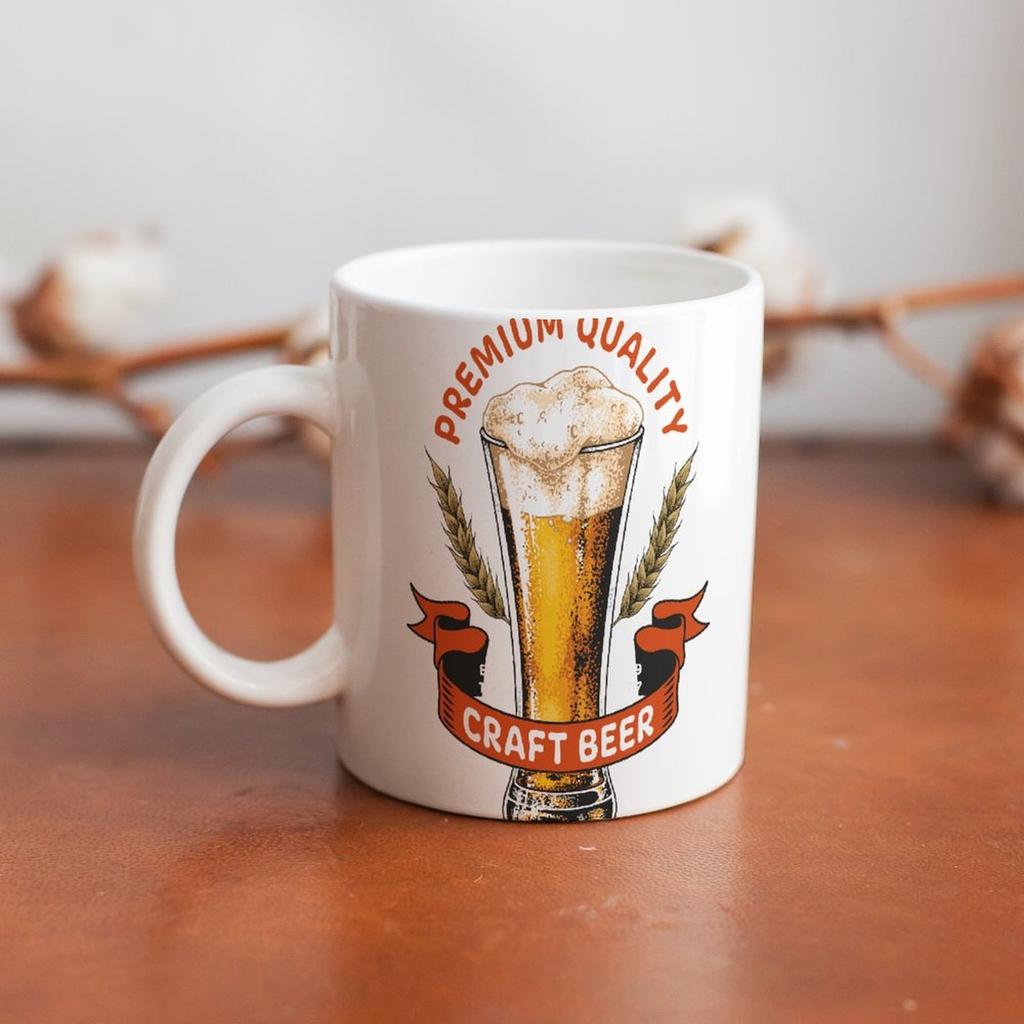1pc 11oz Double-Sided Printed Beer Mug, Lightweight Ceramic Design, Fun Gift for Friends Who Enjoy Drinking