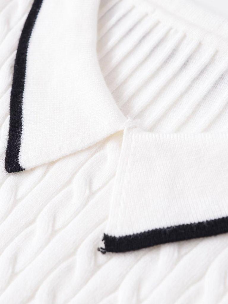2026 Spring European & American Women's Cable Knit Short-Sleeved Sweater