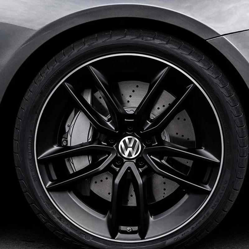 For Volkswagen 4Pcs 56mm New Car Wheel Stickers Center Hub Cap Car Emblem Badge Decal For Volkswagen GTI R-Line R Polo T5 Golf P
