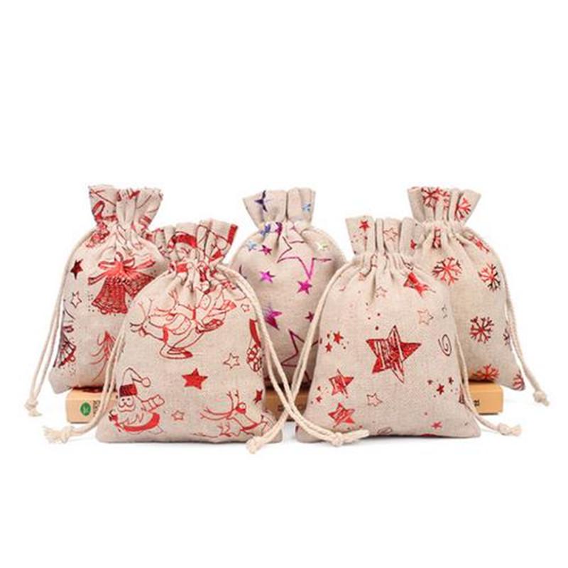 24 PCS Christmas Calendar Countdown Bag Candy Chocolate Sack Linen Storage Pouch