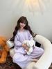 Women's Cotton Pajama Set - Solid Color, Long Sleeve, Long Pants, Casual Relaxed Fit for Spring/Summer.
