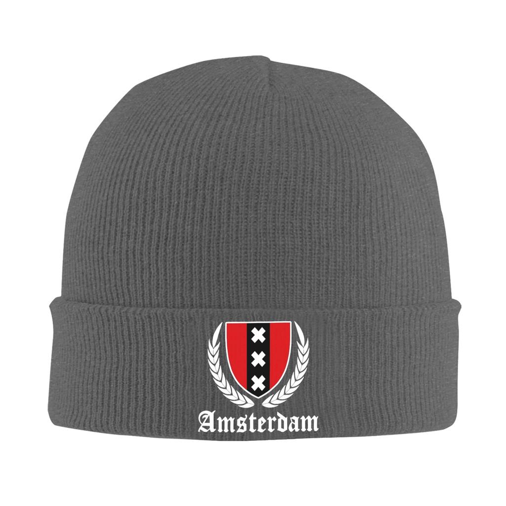 Amsterdam Flagge Mützen Bonnets für Erwachsene Unisex Vintage Kpop Beanies Herbst Design Elastische Kappen
