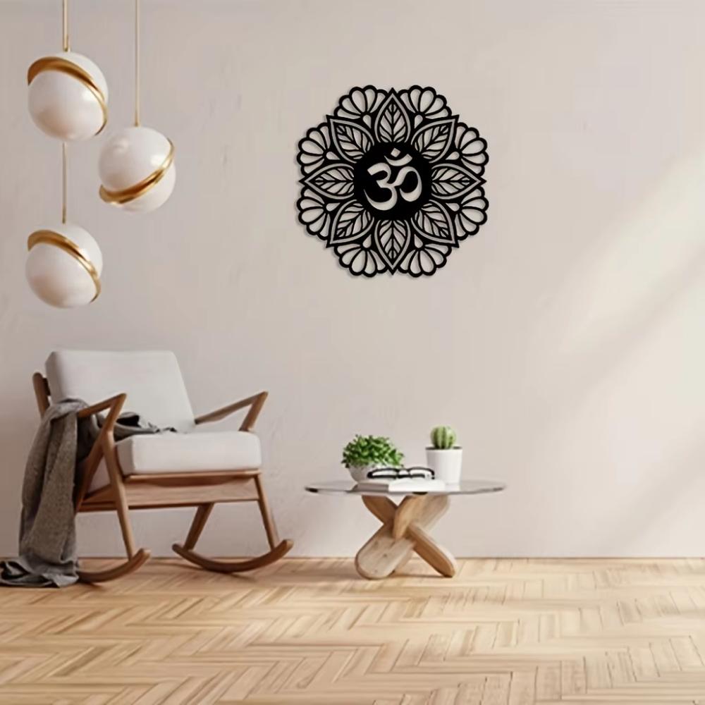 1pc Metal Mandala Style Art Wall Decoration, Yoga Gym Wall Hanging Decoration Silhouette, Metal Wall Art, Iron Décor