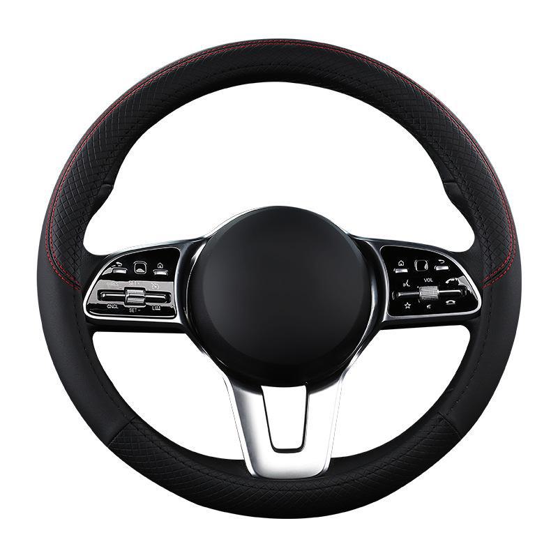 Uniwersalny Czterosezonowy Pokrowiec na Kierownicę Samochodową z PU Skóry: Odporny na zużycie, dopasowany kolorystycznie, modny pokrowiec na kierownicę do małych samochodów.