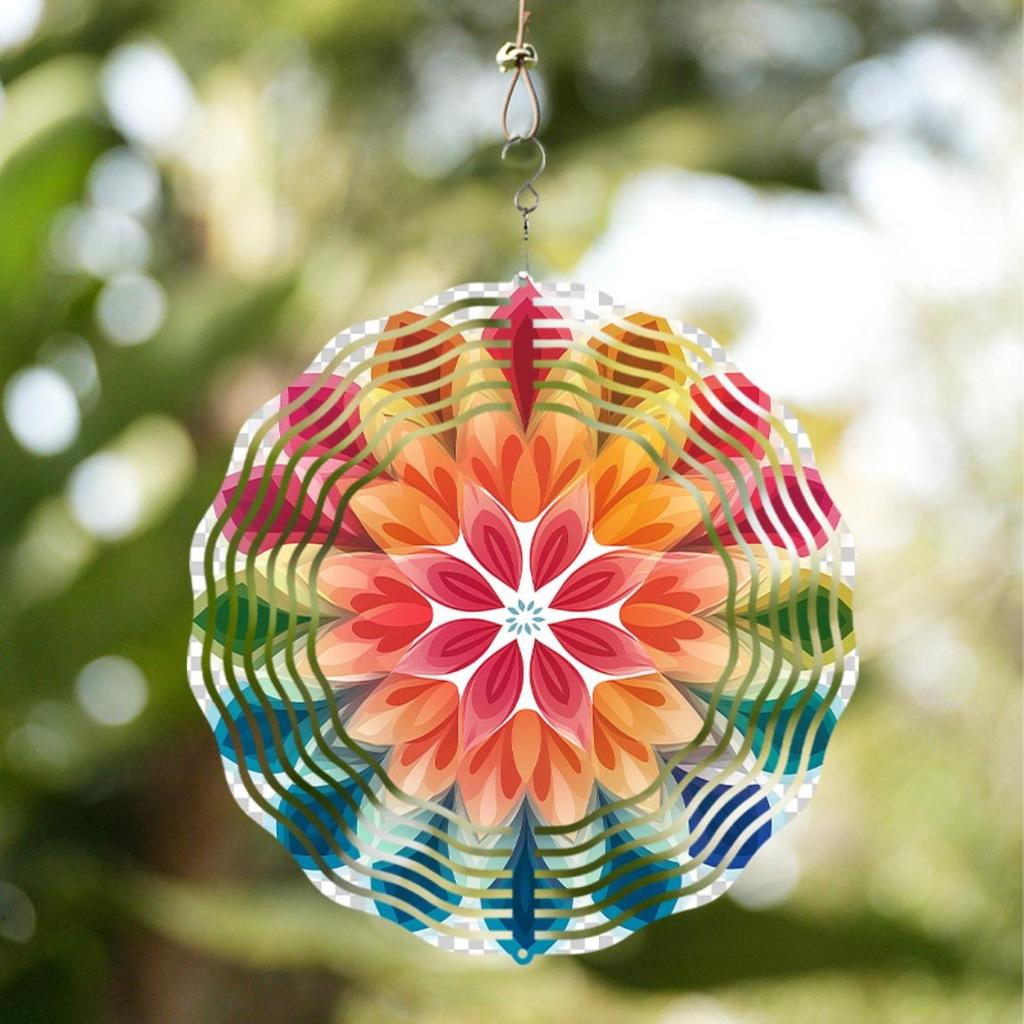 Colorful 10 Inch Mandala Wind Spinner for Garden Decor with 360 Hook Elegant Lawn Ornament Perfect Gift for Spring and Summer