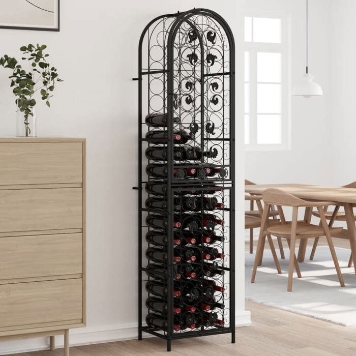 VidaXL Casier à bouteilles 73 bouteilles noir 45x36x200 cm fer forgé 358371