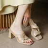 Open-toed high heels women's thick heels 2025 summer new Roman lazy shoes wear a pedal square head cool slippers women
