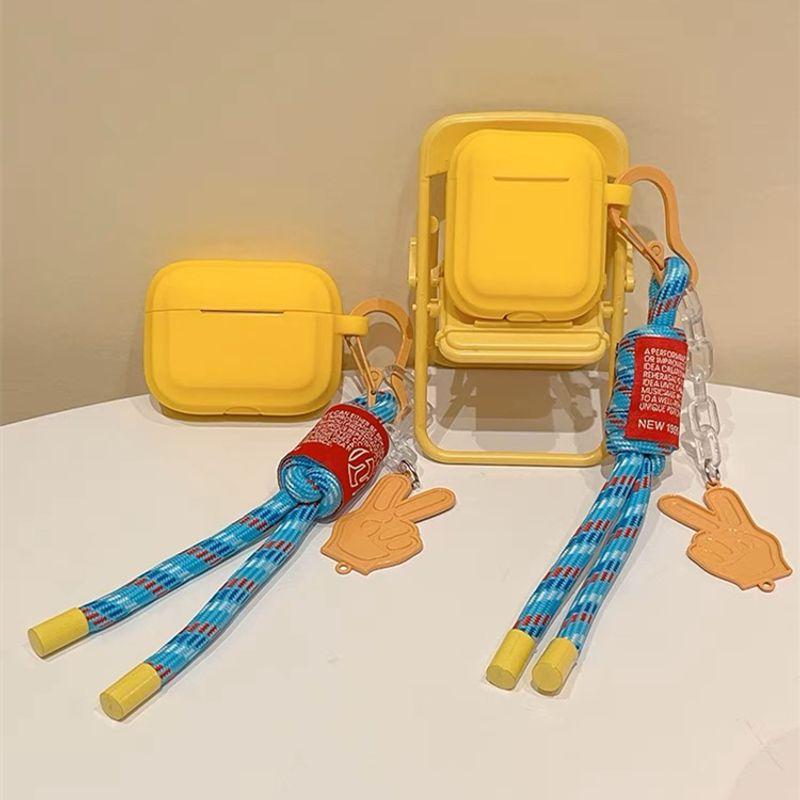 

Case Pro2/3 Generation Apple Wireless Bluetooth Earbuds Case Airpodspro2 Creative Female Three 4/5 Generation Silicone Drop-Resistant Box One-Piece Apple Airpods Pro Yellow + Bier hand rope