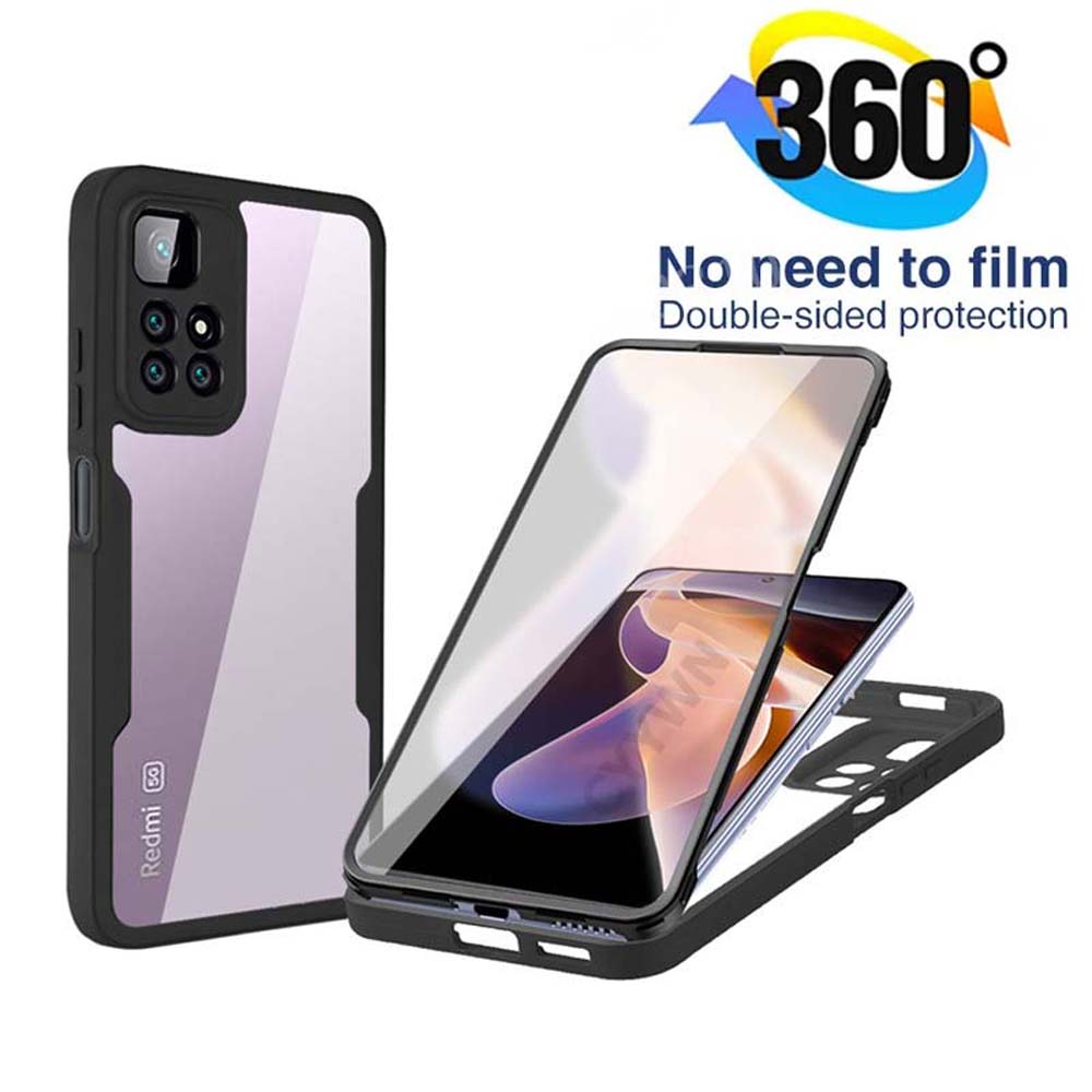 360 Grad Vollschutzhülle für Redmi Note 9 10 11 Pro Funda für Redmi Note 10s 9s 9A 9C NFC Displayschutz Handyhülle