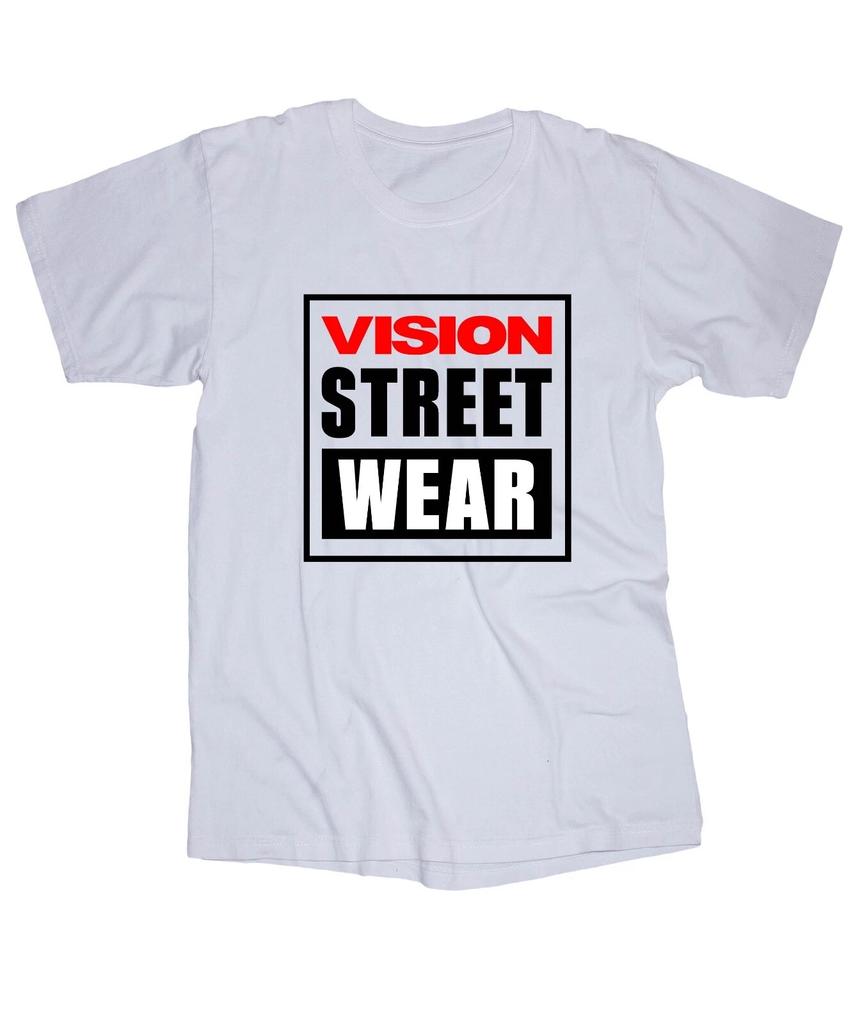 Vision Street Wear Logo Skateboarding California Repo 80's Surf White T-shirt Tops Tees Unisex