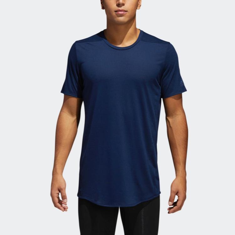 adidas Sports Running Crew Neck Pullover Short Sleeve T-Shirt Men Tops Navy-Blue CW4061