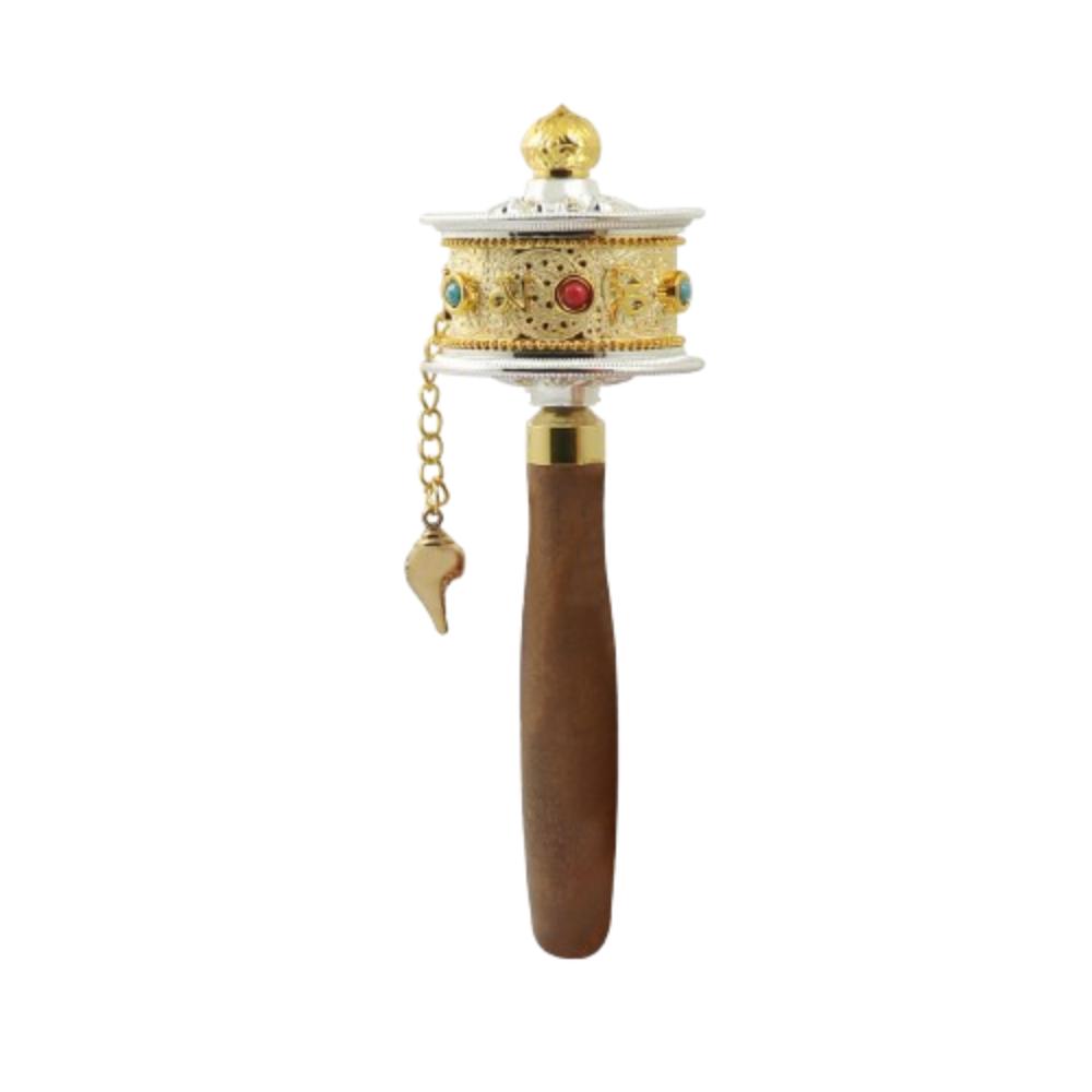 Hand Cranking Tibetan Prayer Wheel Colourful Religious Ornament  Home Decoration