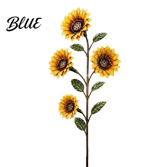 Pastoral Style Garden Art Vintage Sunflower Hummingbird Feeder, Metal Stake Water Station, Decorative Sturdy Soil Mount Bird Feeder Floral Feeding