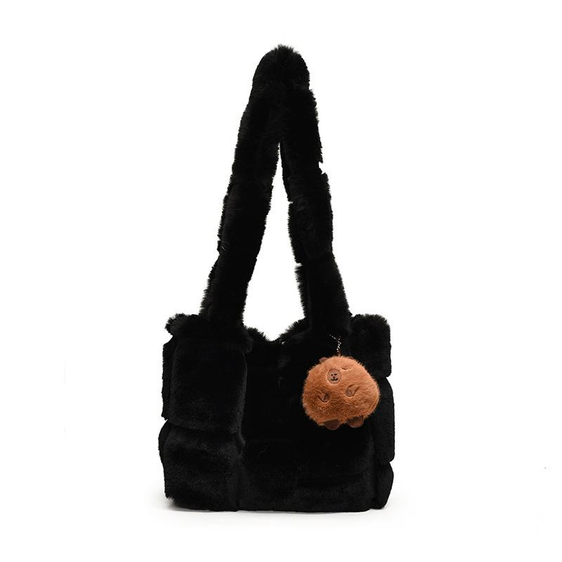 Large Capacity Plush Bag Women'S Plush Tote Bag Commuter Shoulder Bag