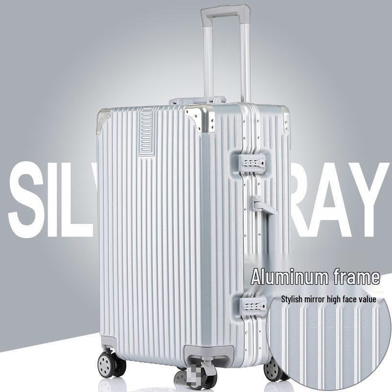 Korean Style Unisex Travel Suitcase: Universal Wheels, Large Capacity, Leather, Combination Lock, Aluminum Frame