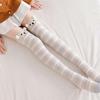 Women Cartoon Thigh High Fuzzy Slipper Socks Cute Animal Embroidery 3D Ears Over Knee Long Stockings Winter Fluffy Plush Warm Leg Warmers