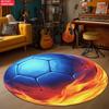 Gradient Color Soccer Ball Round Rug Flannel Soft Comfortable Living Room Bedroom Floor Mat Home Decoration Sports Theme