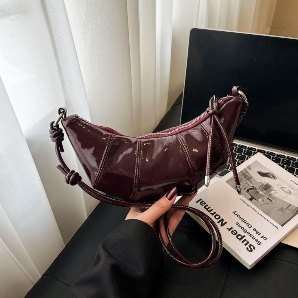Retro Dumpling Shoulder Bag Pu Leather Women's Handbag Fashionable Croissant Crossbody Bag  Girls