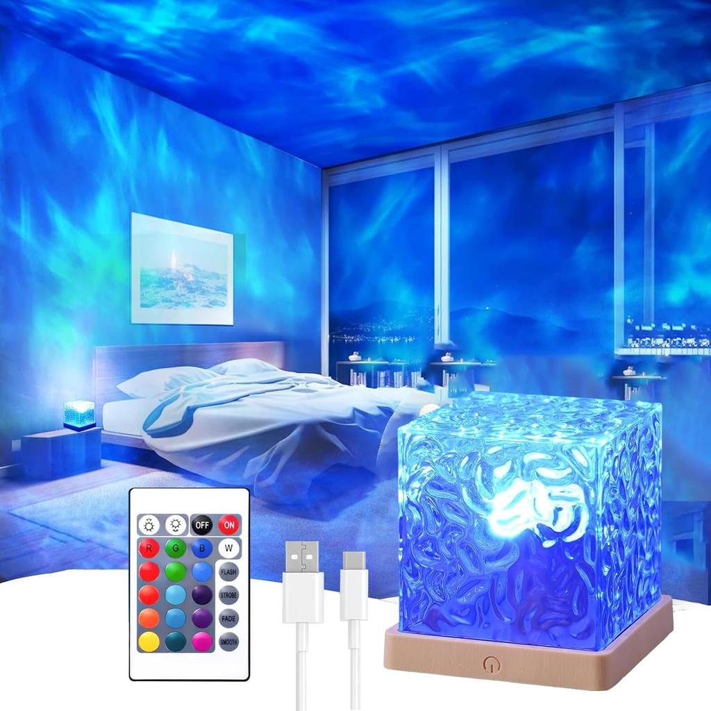 Northern Lights Projector, 16 Colors Rechargeable Aurora Light Projector & Mood Lighting Galaxy Lamp, Remote Night Light for Bedroom, Gift for