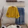 Girls' Two-Piece Korean Cardigan & Jeans Set