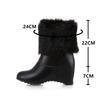 Fashion Big Size 33-43 Ladies Height Lncreasing Fur Ankle Boots Daily Concise Boots Women High Heels Shoes Woman Winter Botas Mujer33-43