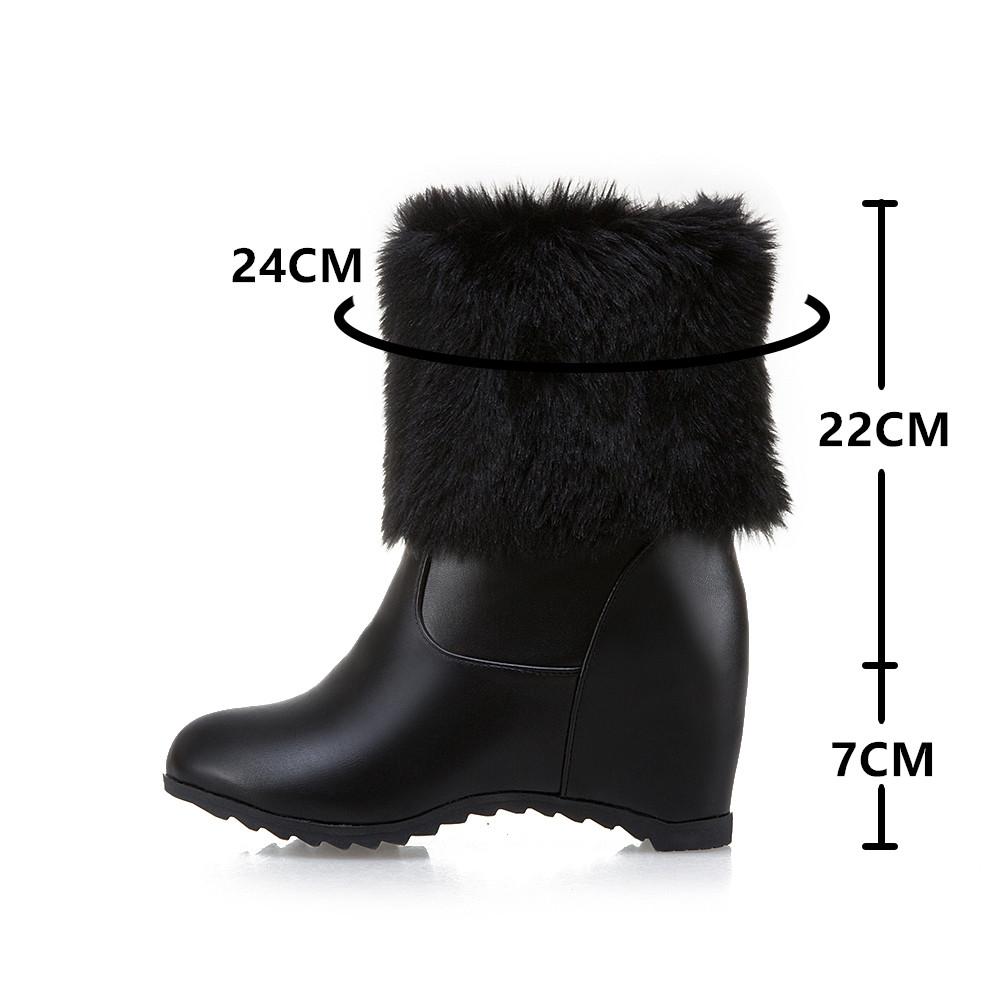 Fashion Big Size 33-43 Ladies Height Lncreasing Fur Ankle Boots Daily Concise Boots Women High Heels Shoes Woman Winter Botas Mujer33-43