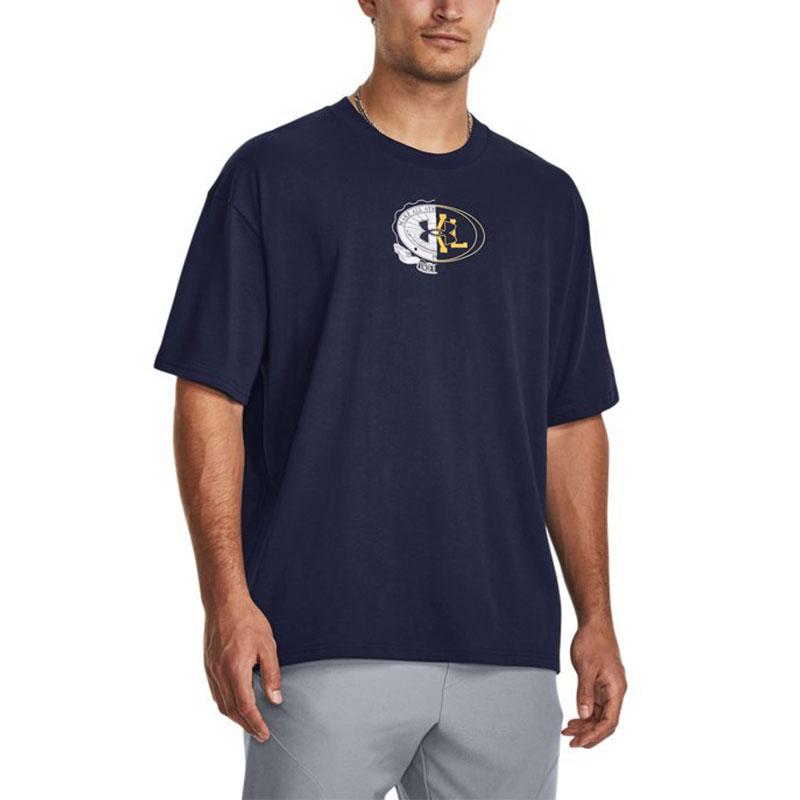 Under Armour Split Logo Print Loose Training T-Shirt Men Tops Dark-Blue 1379557-410