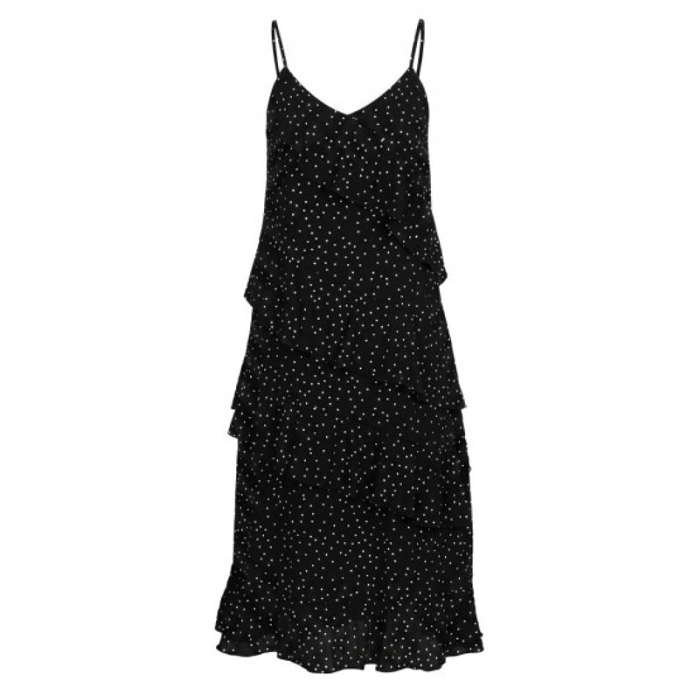 Shop Women S Summer Spaghetti Strap Beach Vacation Dot Frill Long dreSS Black
