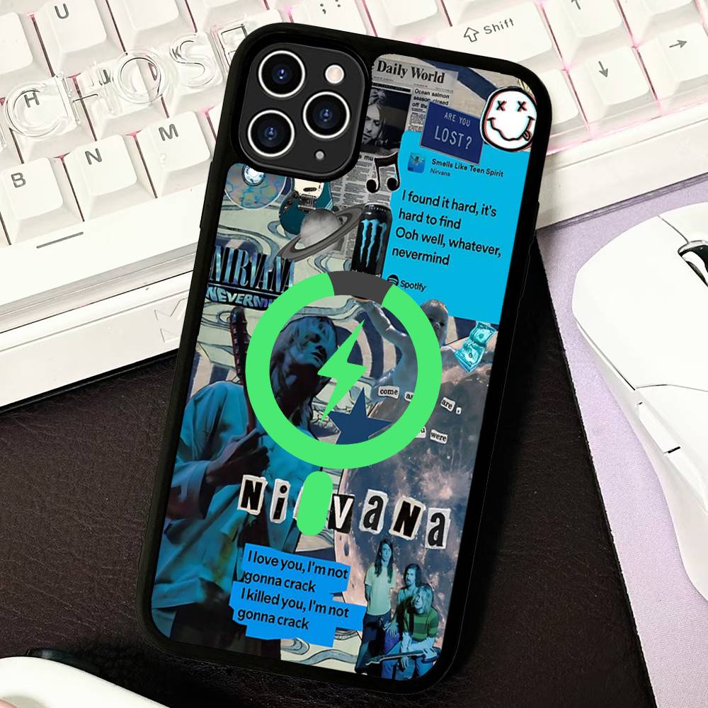 Rock Classic N-Nirvana Band Magnetic Wireless Phone Case For IPhone 17 16 15 14 13 12 11 Pro Max For Magsafe Cover
