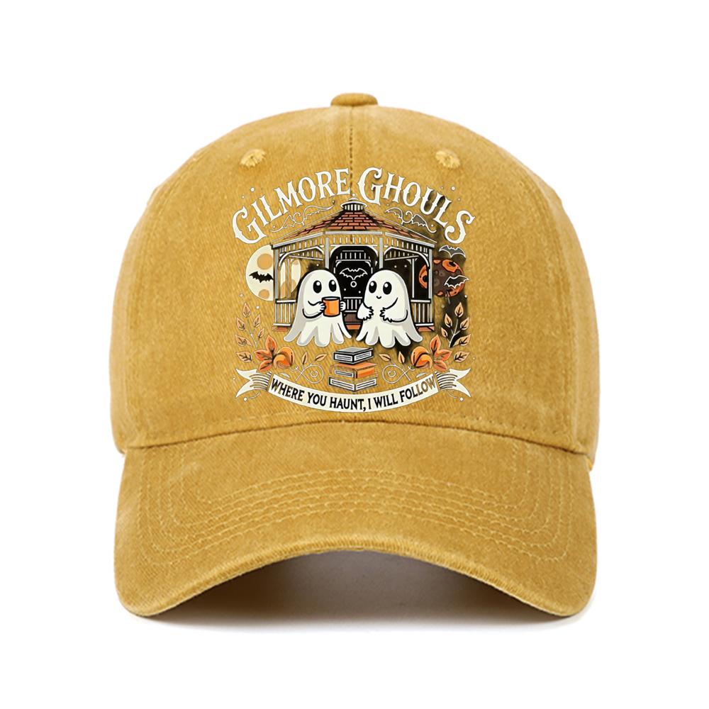 Letter Ghost Printed Baseball Cap for Men and Women, Adjustable Outdoor Sun Protection Hat, Halloween Holiday Gift Decoration
