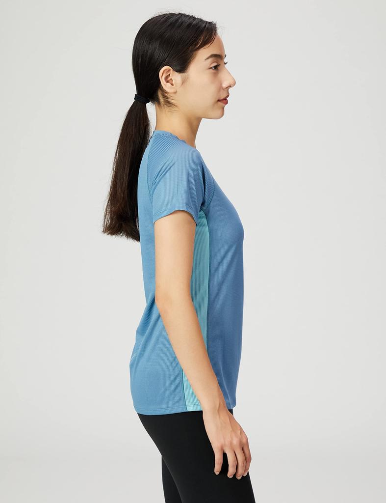 Mizuno Dry Aeroflow Running and Track Highly Aurora Copen Size L Women's T-Shirt, Breathable, Reflective, Blue, (J2MA2702)