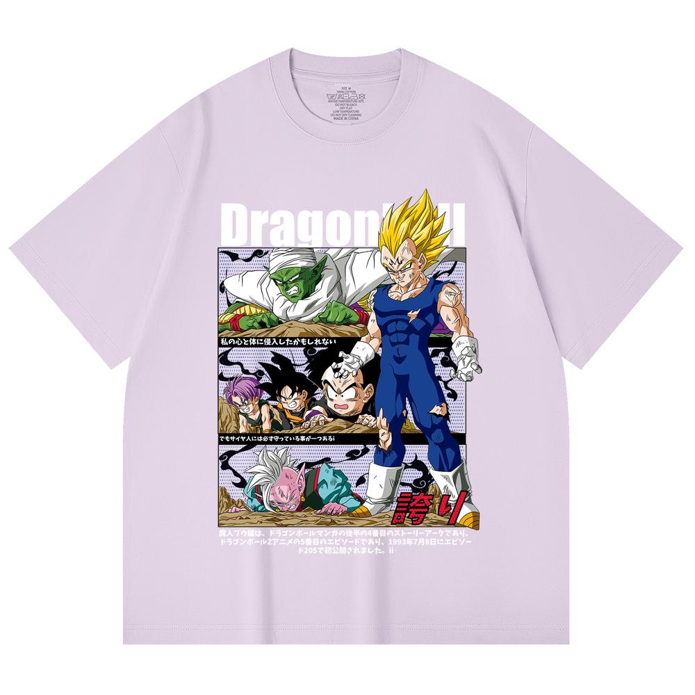 230 Gsm 100% Cotton Dragon Ball V6 Majin Vegeta Print Unisex Heavy Cotton T Shirt