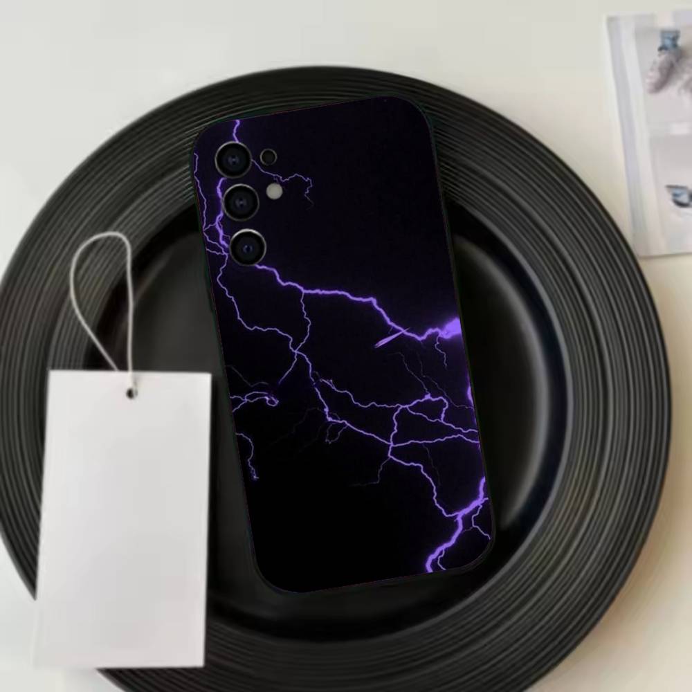 Dark Night I-lightning Phone Case For Samsung S25,S24,S21,S22,S23,S30,Ultra,S20,Plus,Fe,Lite,Note,10,Black Cover