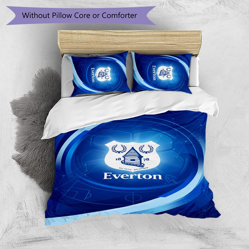 Set Lenzuola Everton Football Stampato 3 Pezzi, Comodo Set Copripiumino per Camera da Letto Amico della Pelle