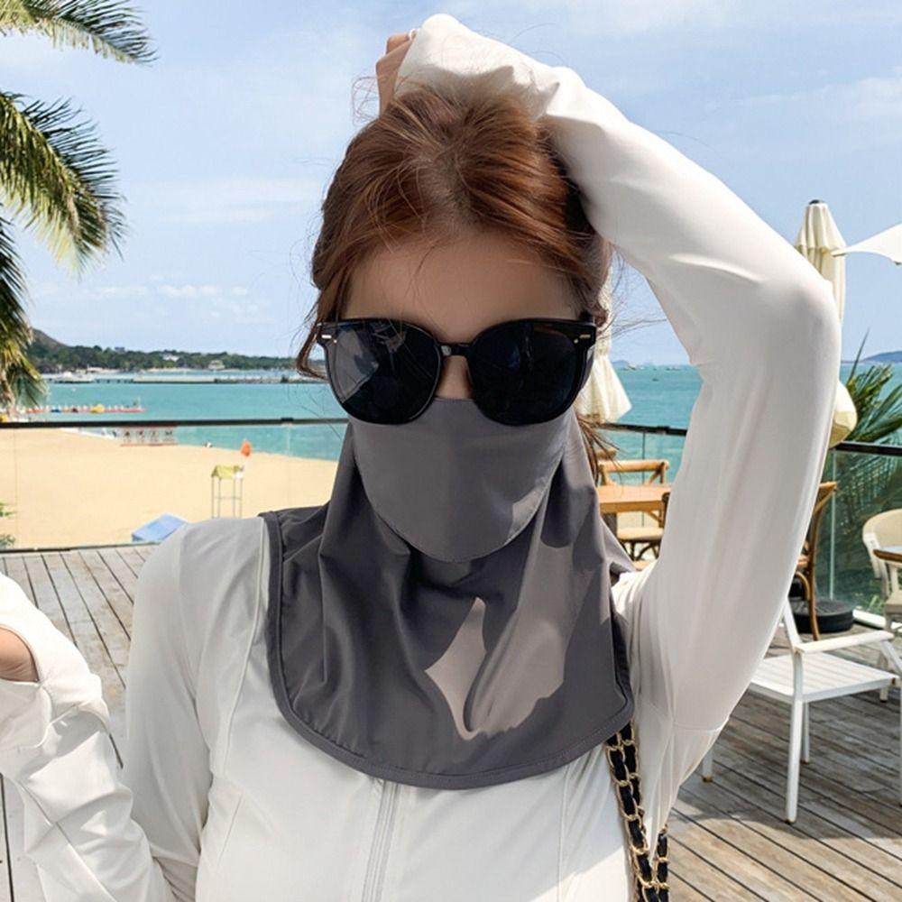 Summer Face Scarves Ice Silk Mask Solid Color Sunscreen Face Scarf Neck Wrap Cover  Windproof