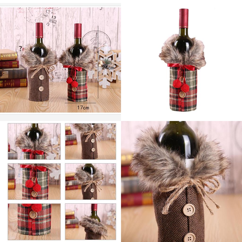 Luxurious Santa Claus Wine Bottle Cover Gift Bag For Festive Christmas Table Decor