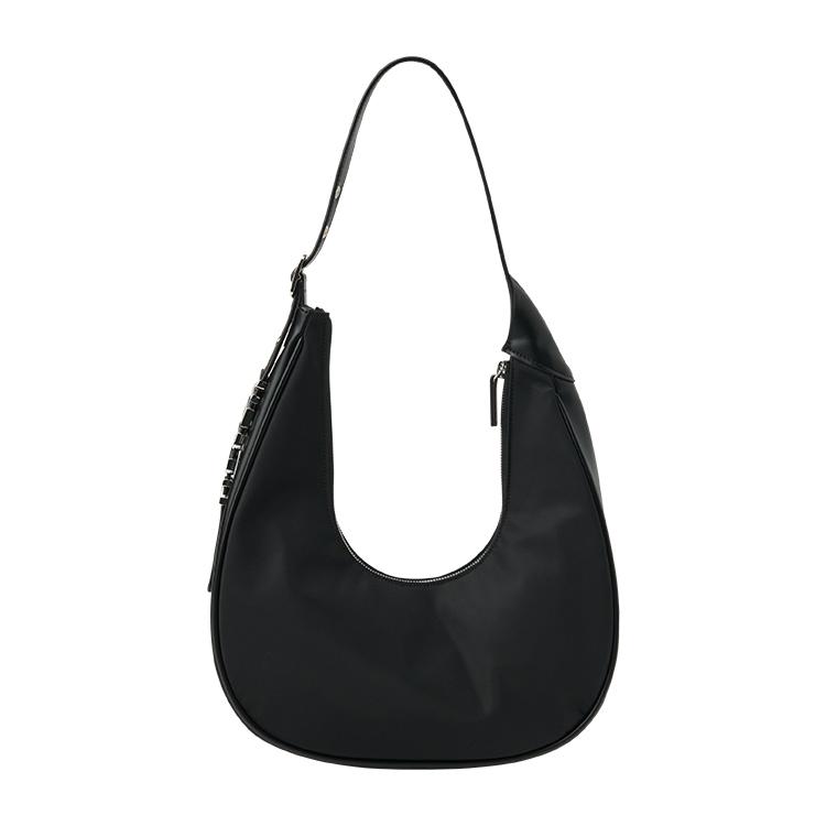 New NERDY Nylon Crescent Bag Shoulder Bag Women's Black/Cream PNES23AA22