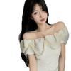 Women's French Floral Off-the-Shoulder Ruffle Top - 2025 Summer Hong Kong Style