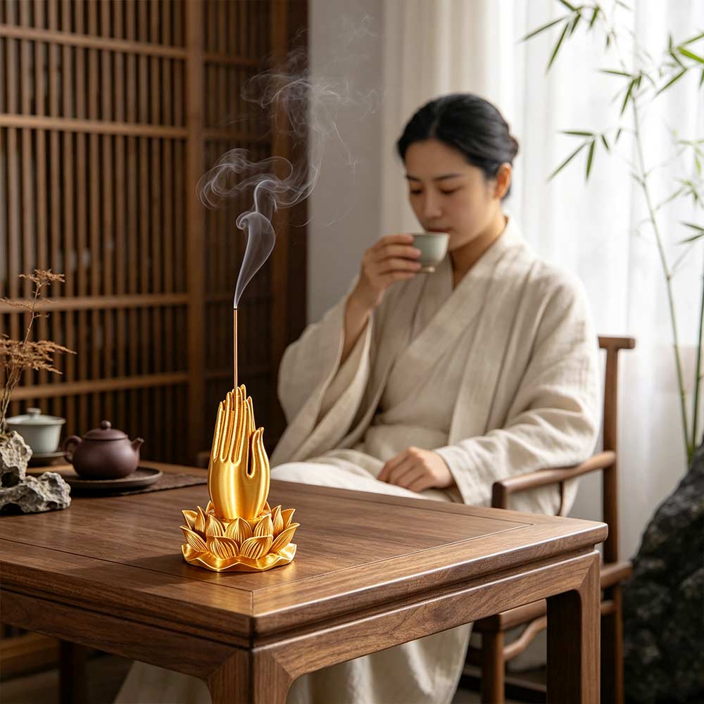 Praying Hand Lotus Hand Incense Holder Lotus-Base Tabletop Incense Base  Tea Room