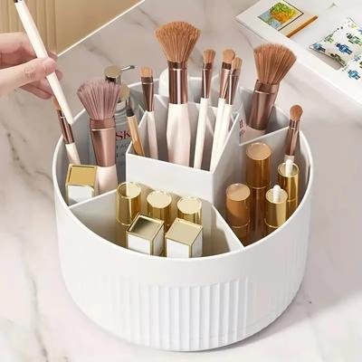 1PC Jewelry Container 360° Rotating Makeup Storage Box Desktop Makeup Organizer Cosmetic Brush Holder Eyebrow Pencil Holder