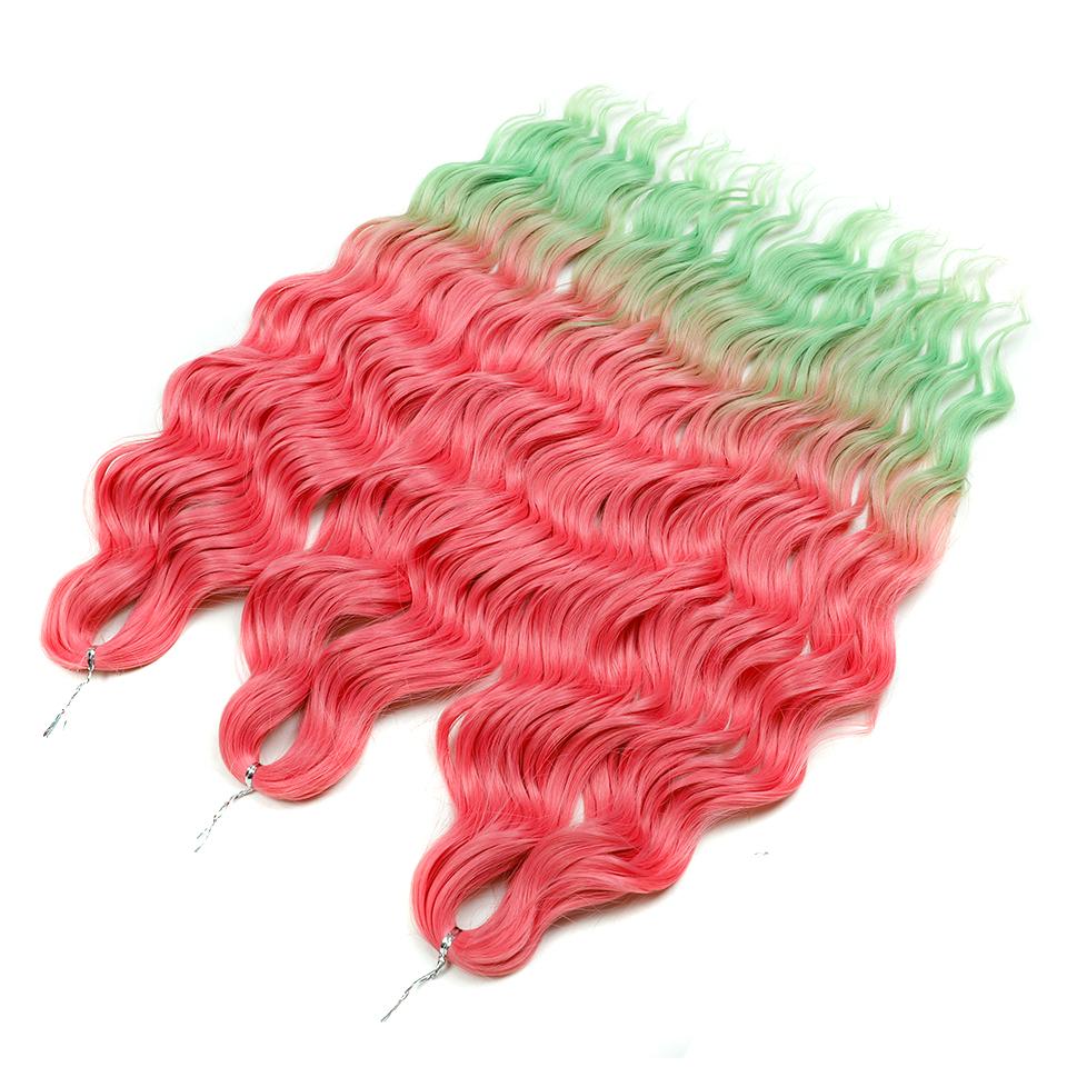 FREEDOM Synthetic Braiding Hair Extensions Natural Curly Wavy 24inch Water Wave Braid Hair Ombre Blonde Brown Twist Crochet Hair