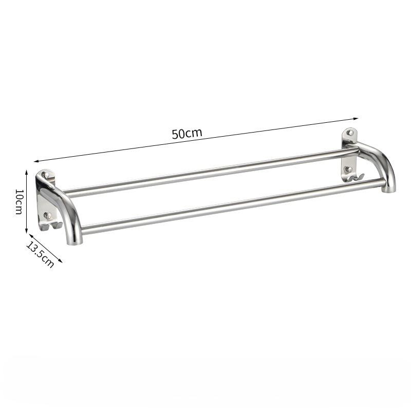 Stainless Steel Stainless Steel Double Towel Bar Wall Mounted Towel Rack Shelf Brushed Bathroom Towel Holder Accessories