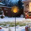 Outdoor Solar Decor Light Artistic Stake Light for Garden Pathway Iron Flame Sun Patio Yard