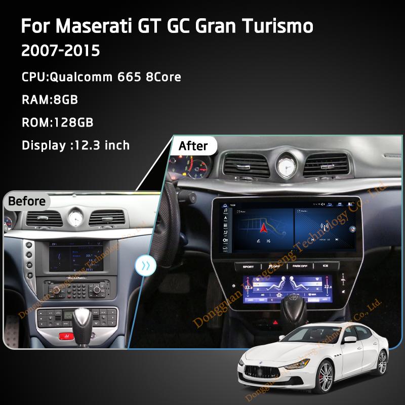 12.3" For Maserati GT GC Gran Turismo 2007-2015 Car Multimedia Player GPS Navigation Android12 8+128G CarPlay Radio 4G 360Camera