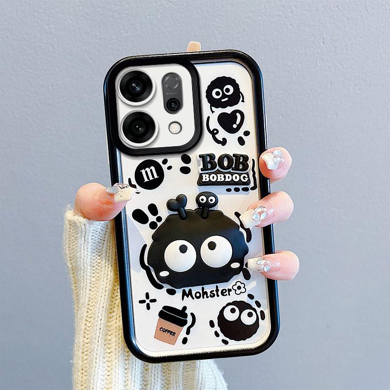 KEYSION Shockproof Case for OPPO Reno14 5G with Lanyard Soft Silicone Cute 3D Cartoon Doll Phone Cover for OPPO Reno 14 5G