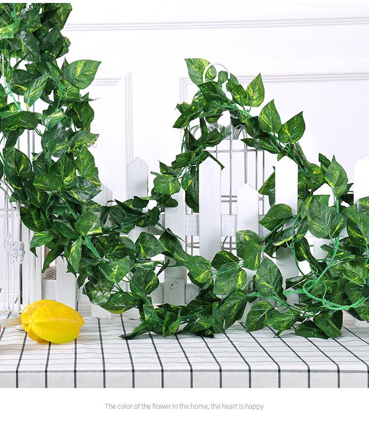 Artificial Green Grape Leaf Vine for Indoor Decor