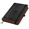 AHGXG A5 Compass Waterproof Leather 7mm 100GSM Thick A5 Size X for Black Notebook, Design, Hardcover, Ruled, Cardstock, Notebook, 14.6cm 21.28cm,