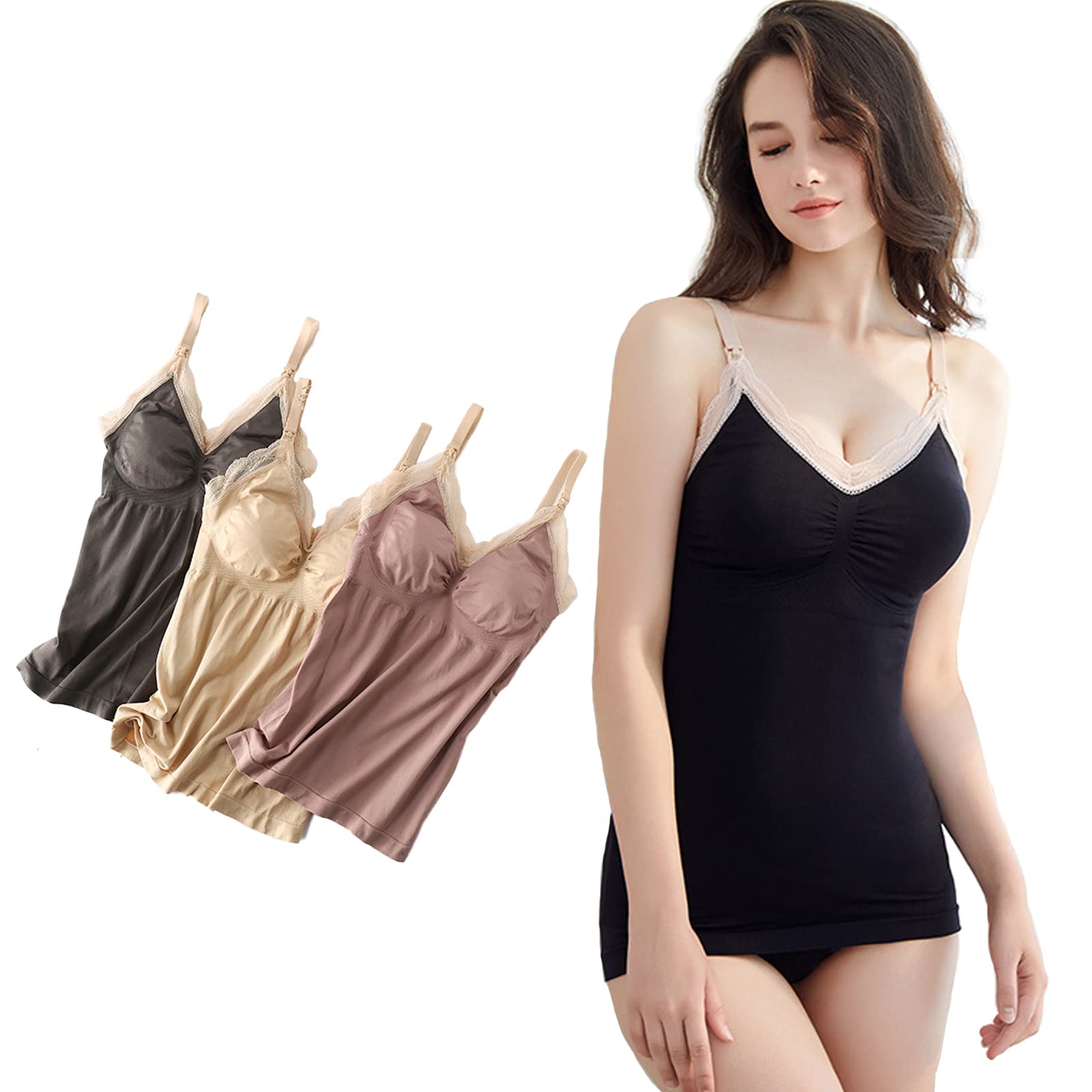 

CORELAVISH Washable Nursing Camisole with Bra Open Plus Size Cups, Women s Cami, Postpartum, Straps, (L, Purple) фиолетовый