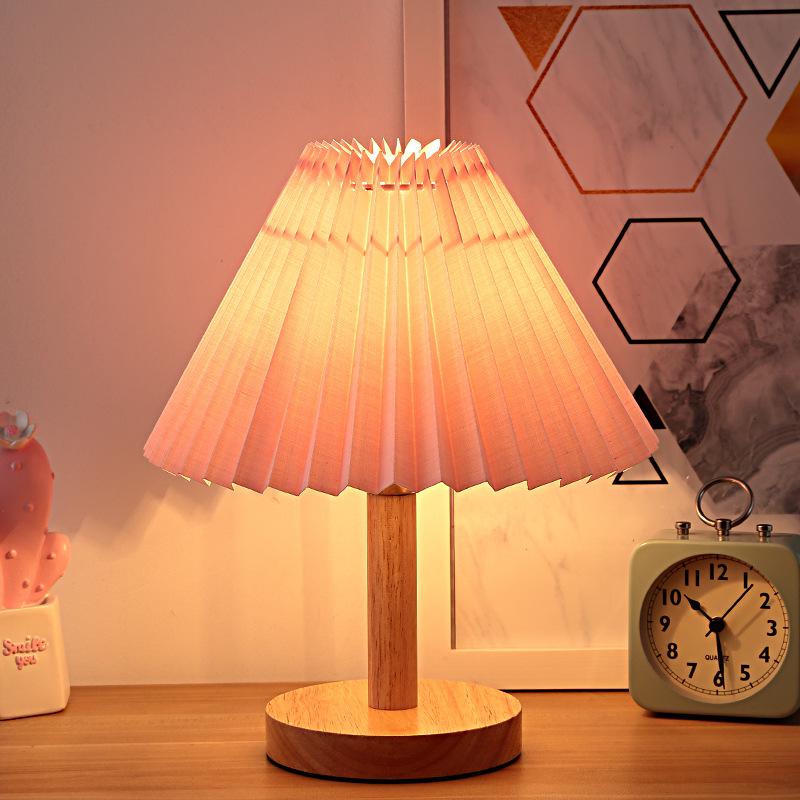 Pleated Nordic Style Table Lamp for Bedroom, Bedside, or Dormitory Décor